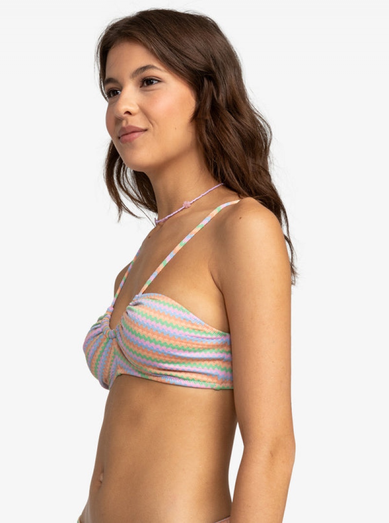 Roxy Wavy Stripe Fashion Bralette Bikini Tops | 26401-JBFN