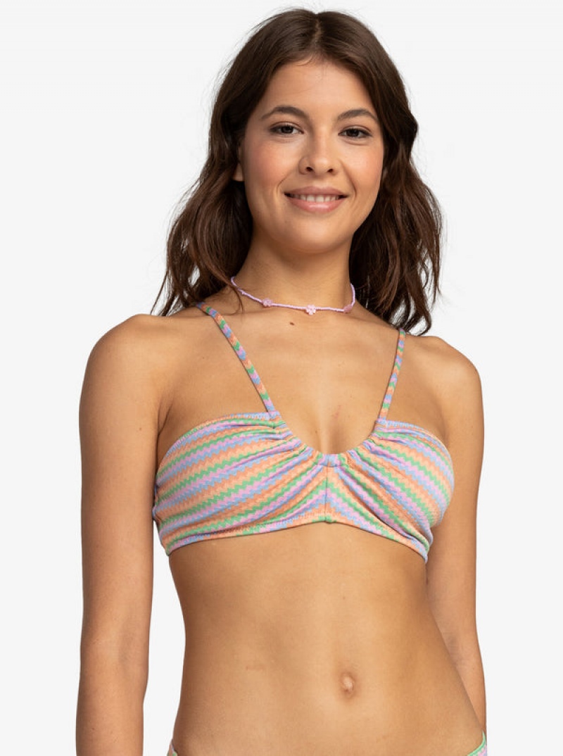 Roxy Wavy Stripe Fashion Bralette Bikini Tops | 26401-JBFN