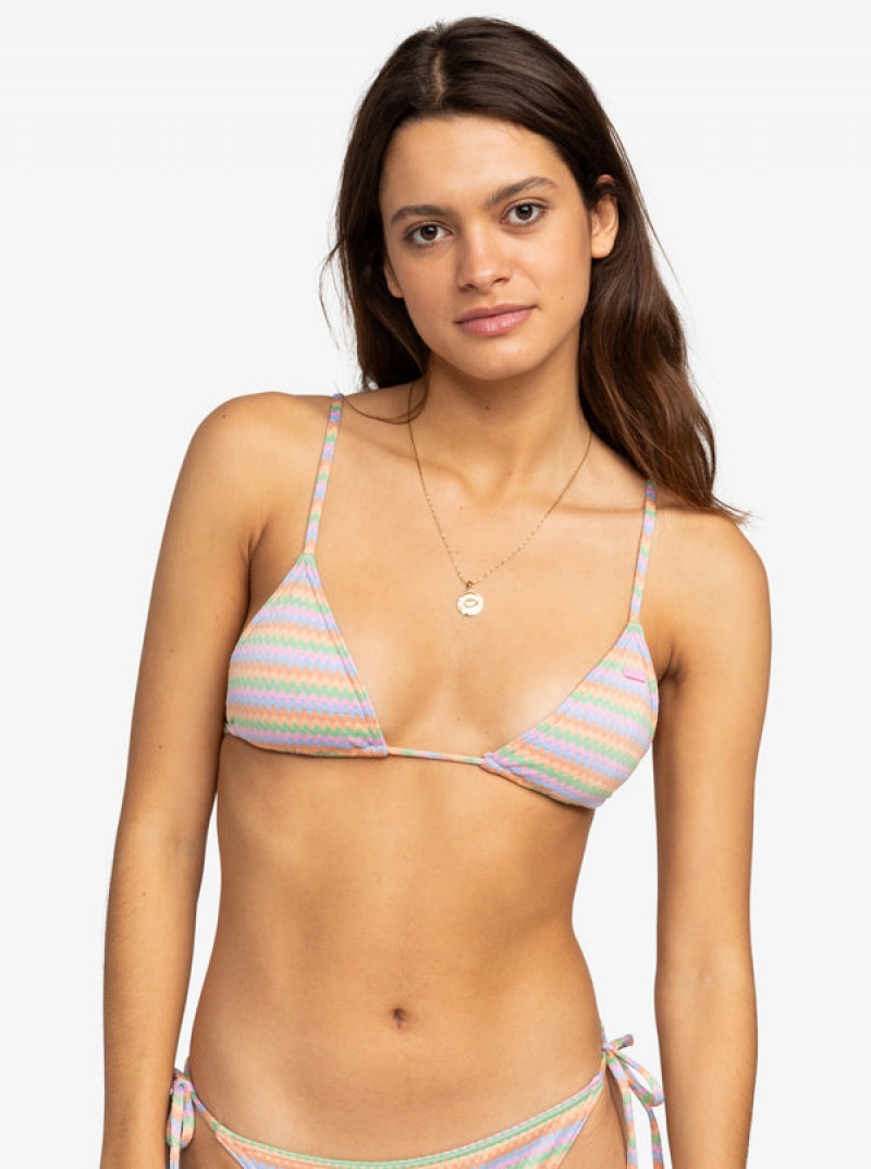 Roxy Wavy Stripe Mini Tiki Triangle Bikini Tops | 23780-IBSC