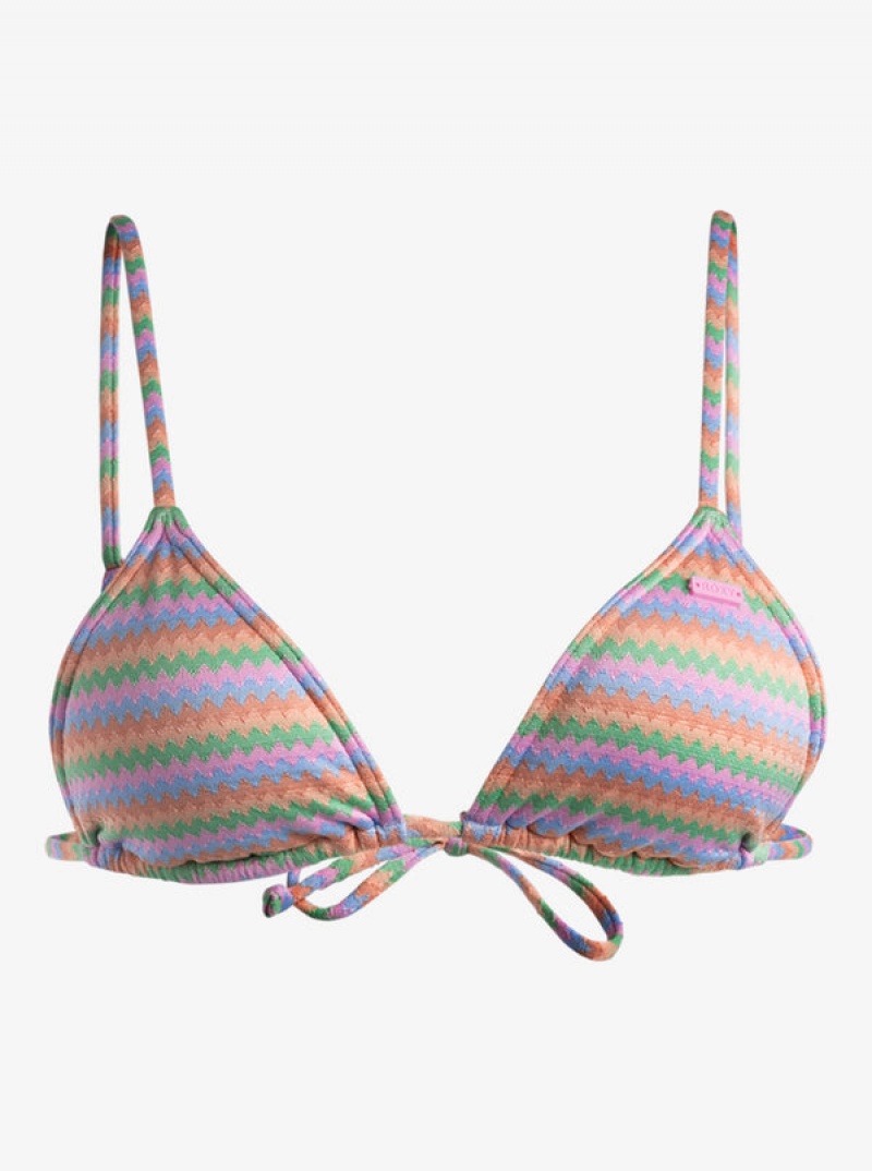 Roxy Wavy Stripe Mini Tiki Triangle Bikini Tops | 23780-IBSC