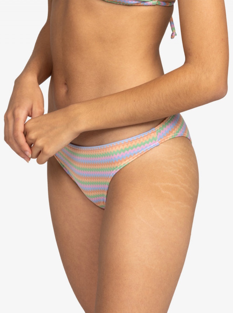 Roxy Wavy Stripe Moderate Bikini Bottoms | 97805-CPUR