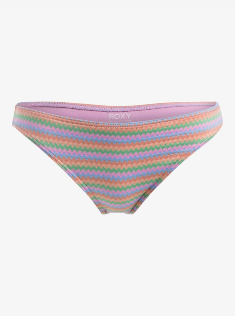 Roxy Wavy Stripe Moderate Bikini Bottoms | 97805-CPUR