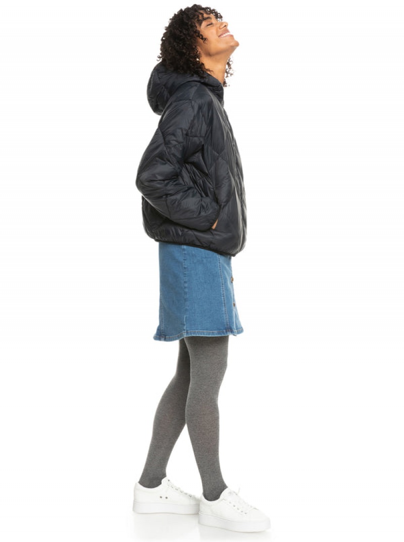 Roxy Wind Swept Lightweight Hooded Packable Jackets | 56179-WLFP